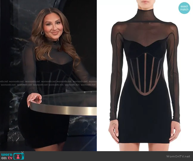 Wolford x Mugler Flock Shaping Dress worn by Adrienne Houghton on E! News