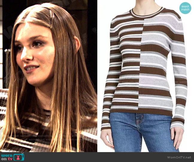 Theory Wool Multi-Stripe Sweater worn by Alice Caroline Horton (Lindsay Arnold) on Days of our Lives