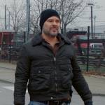 Adam’s black jacket with sherpa collar on Chicago PD