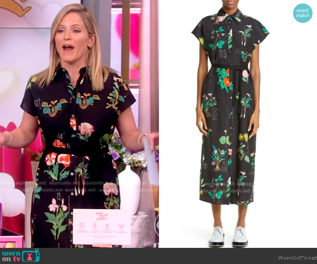 Adam Lippes floral-print shirt dress worn by Sara Haines on The View