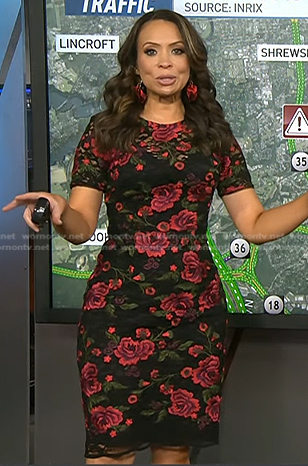 Adelle's black floral sheath dress on Today