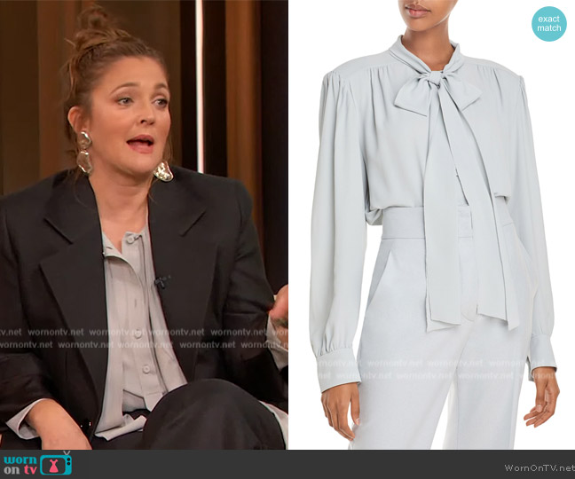 Alberta Ferretti Bow Front Blouse worn by Drew Barrymore on The Drew Barrymore Show