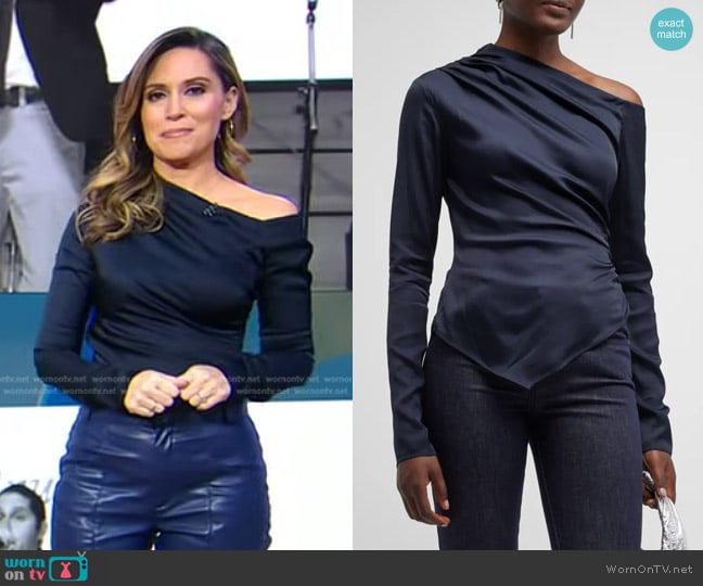 A.L.C. Jamie One-Shoulder Asymmetric Top worn by Rhiannon Ally on Good Morning America