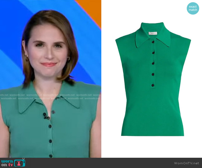 A.L.C. Taylor Stretch Cotton Button-Front Top worn by Elizabeth Schulze on Good Morning America