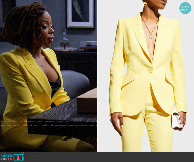Alexander McQueen Classic Single-Breasted Suiting Blazer worn by Andrea Barnes (Kj Smith) on Tyler Perrys Sistas