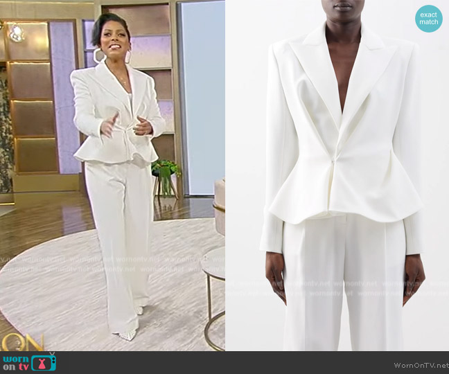 Alexandre Vauthier Twist-drape crepe jacket and Pants worn by Tamron Hall on Tamron Hall Show