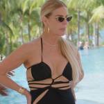 Alexia’s black cutout strappy dress on The Real Housewives of Miami