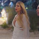 Alexia’s white fringe trim mini dress on The Real Housewives of Miami