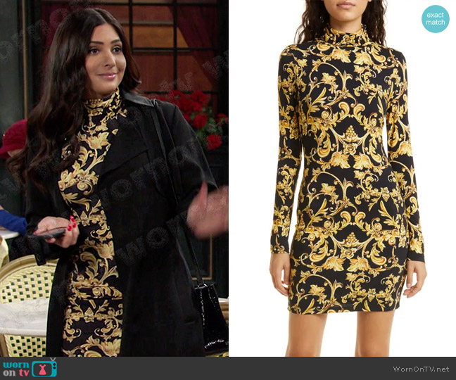 Alice + Olivia Delora Long Sleeve Turtleneck Dress worn by Gabi Hernandez (Camila Banus) on Days of our Lives