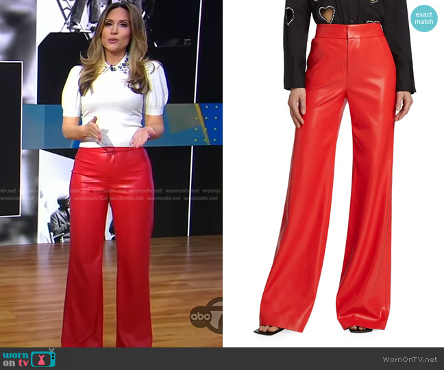 Alice + Olivia Deanna Vegan Leather Pants worn by Rhiannon Ally on Good Morning America