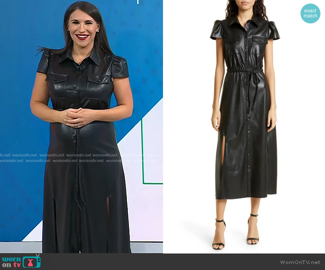 Alice + Olivia Miranda Cap Sleeve Faux Leather Shirtdress worn by Nora Minno on Today