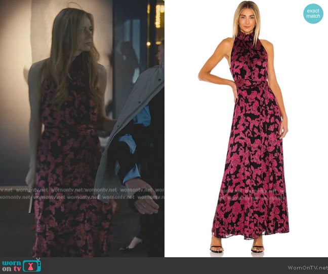 Alice + Olivia Deta Devore Chiffon Floral Maxi Dress worn by Willa Ferreyra (Justine Lupe) on Succession