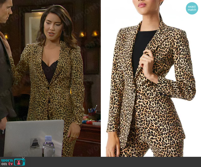 Alice + Olivia Breann Leopard Print Blazer worn by Steffy Forrester (Jacqueline MacInnes Wood) on The Bold and the Beautiful