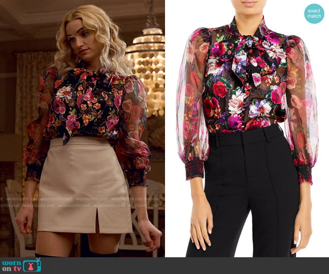 Alice + Olivia Brentley Blouse worn by Georgia Miller (Brianne Howey) on Ginny & Georgia