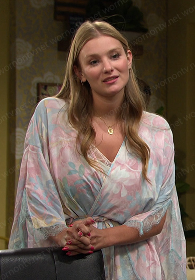 Allie's floral robe on Days of our Lives