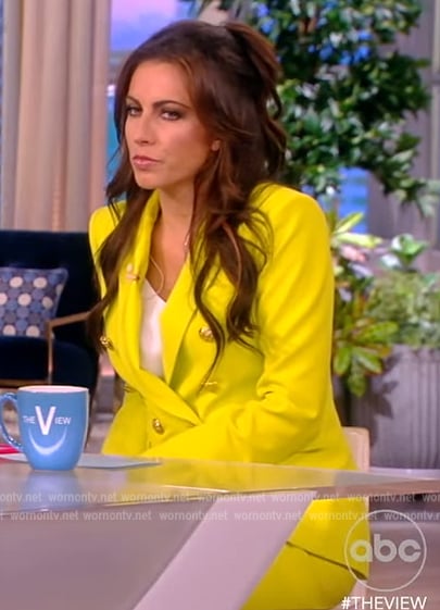 Alyssa's yellow double breasted blazer on The View