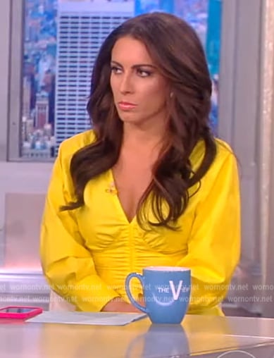 Alyssa's yellow ruched top on The View