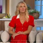 Amanda’s red contrast knit dress on The Talk