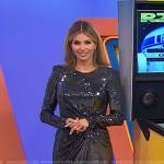 Amber’s metallic long sleeved midi dress on The Price is Right