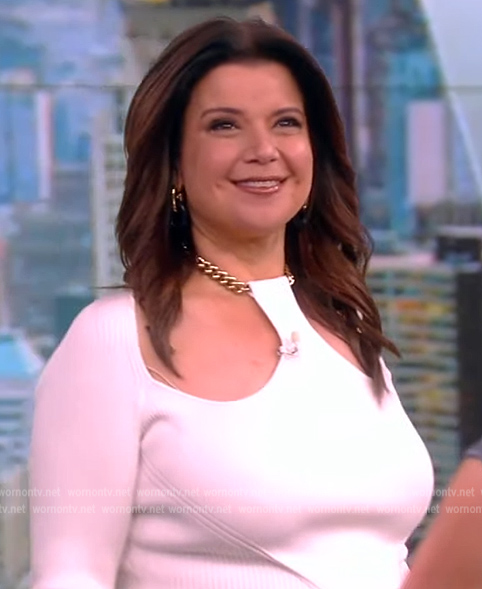 Ana’s white chain cutout top on The View