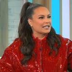 Angie Martinez’s red sequined bomber jacket on Sherri