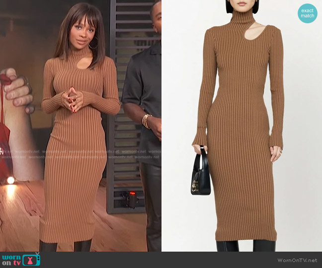 Anine Bing Victoria Cut-Out Midi Dress worn by Zuri Hall on Access Hollywood