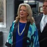 Anna’s blue printed kimono jacket on Days of our Lives