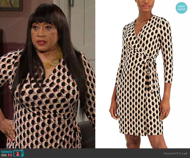 Anne Klein Nomad Printed Faux-Wrap Dress worn by Paulina Price (Jackée Harry) on Days of our Lives