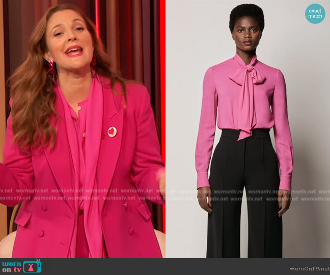 Another Tomorrow Bow Blouse worn by Drew Barrymore on The Drew Barrymore Show