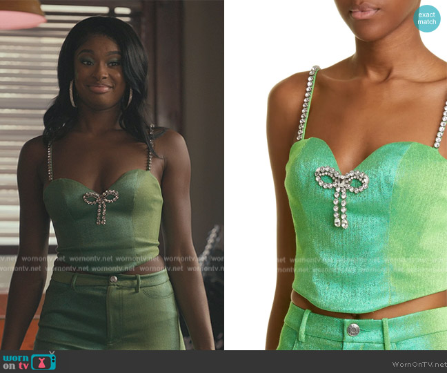 Area Crystal Bow Corset Top worn by Hilary Banks (Coco Jones) on Bel-Air