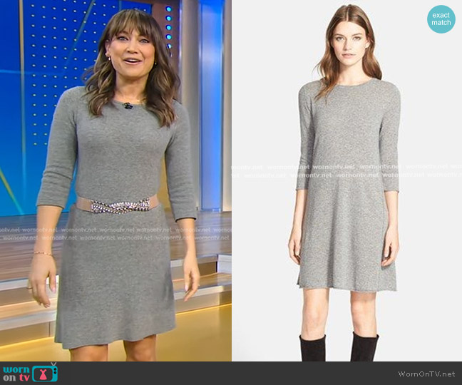Autumn Cashmere Exposed Seam Cashmere Swing Dress worn by Ginger Zee on Good Morning America