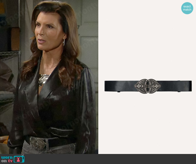 ba&sh Byzanne Belt in Black worn by Sheila Carter (Kimberlin Brown) on The Bold and the Beautiful
