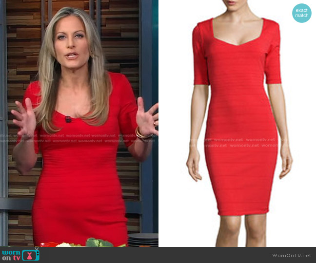 Bisou Bisou Elbow Sleeve Sweetheart Neck Bodycon Dress worn by Becky Worley on Good Morning America