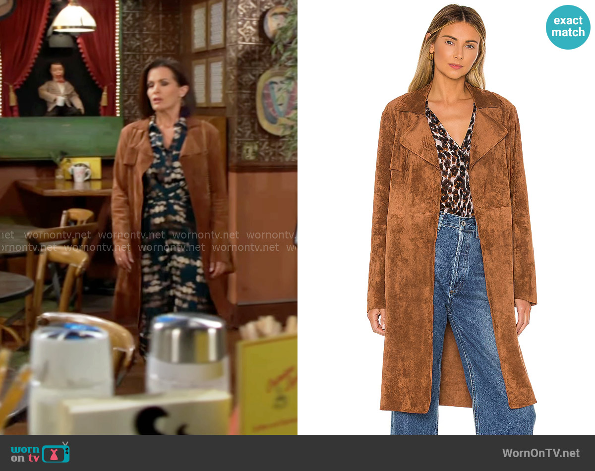 Blank NYC Coco Faux Suede Trench worn by Chelsea Lawson (Melissa Claire Egan) on The Young and the Restless