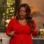 Brittany Williams’s red button down ribbed dress on The Drew Barrymore Show