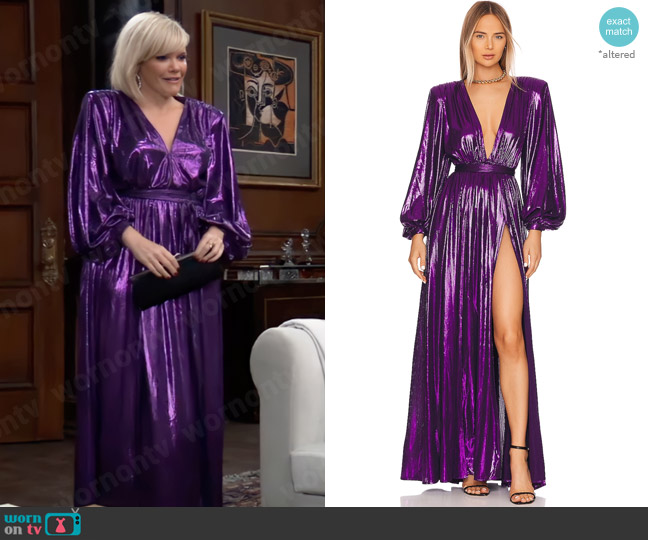 Bronx and Banco Zoe Gown in Purple worn by Ava Jerome (Maura West) on General Hospital