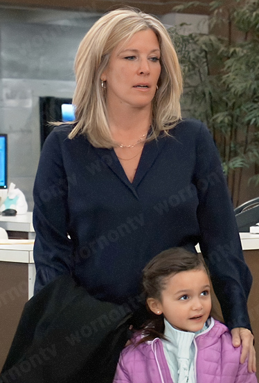 Carly’s navy blouse on General Hospital