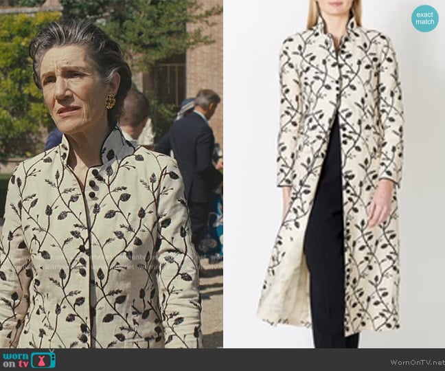 Favour Brook Womens Wear Carnaby Coat worn by Harriet Walter (Harriet Walter) on Succession