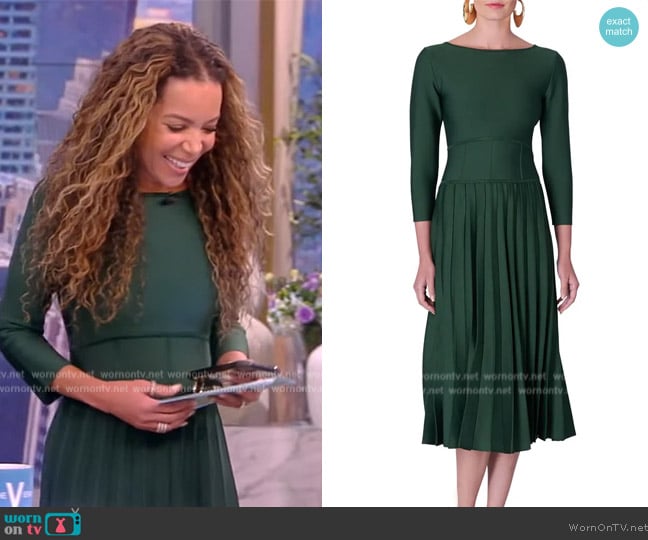 Carolina Herrera Corset Waist Pleated Dress worn by Sunny Hostin on The View