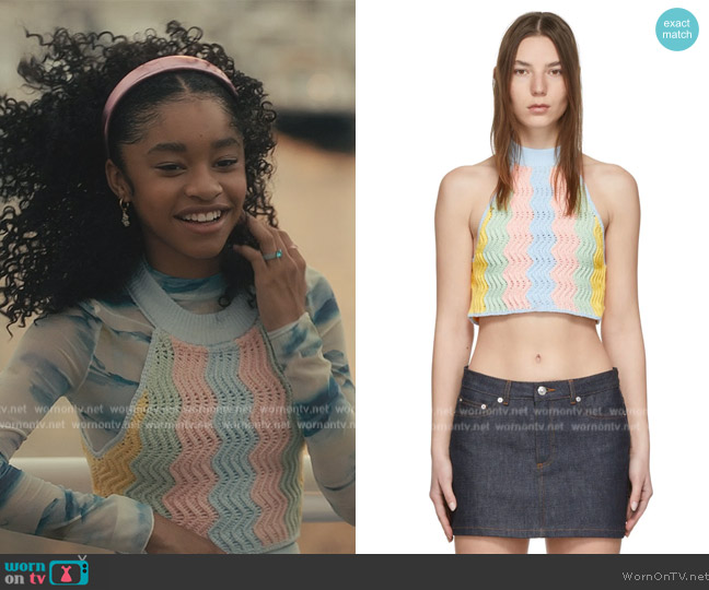 Casablanca Multicolor Crochet Tank Top worn by Ashley Banks (Akira Akbar) on Bel-Air