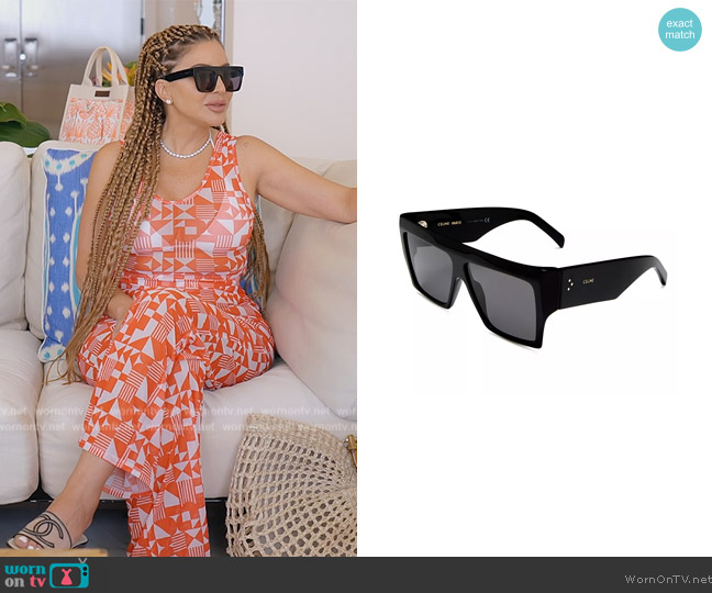 Celine Flat Top Square Sunglasses worn by Larsa Pippen (Larsa Pippen) on The Real Housewives of Miami