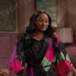 Chanel’s black floral robe on Days of our Lives