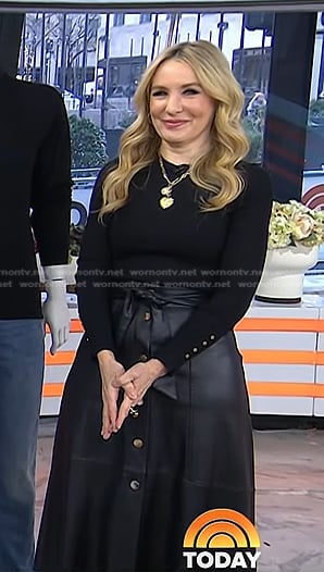 Chassie's black sweater and leather skirt on Today