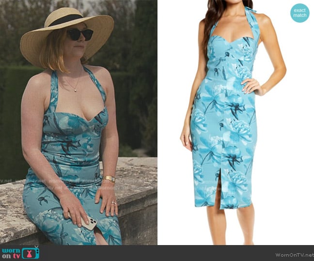 Chiara Boni La Petite Floral Halter Neck Dress worn by Shiv Roy (Sarah Snook) on Succession