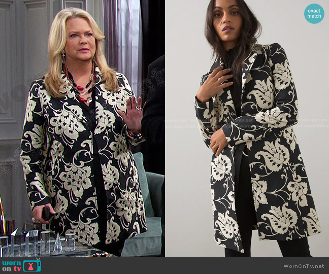 Chicos Floral Jacquard Topper worn by Anna DiMera (Leann Hunley) on Days of our Lives