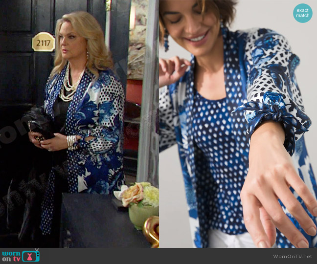 Chicos Reversible Floral Daydream Duster worn by Anna DiMera (Leann Hunley) on Days of our Lives
