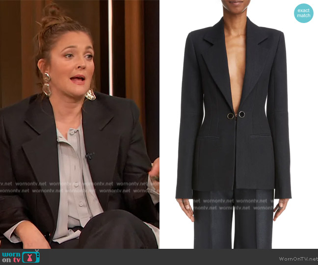 Chloe Armoured Silk & Wool Tuxedo Jacket worn by Drew Barrymore on The Drew Barrymore Show