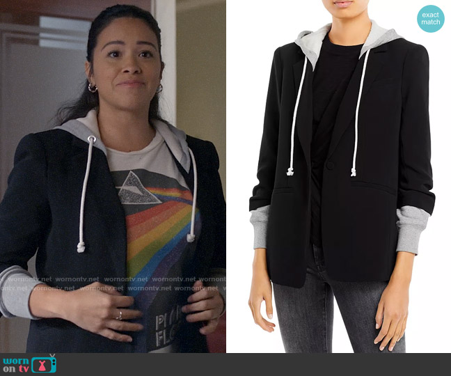 Cinq a Sept Khloe Hooded Blazer worn by Nell Serrano (Gina Rodriguez) on Not Dead Yet