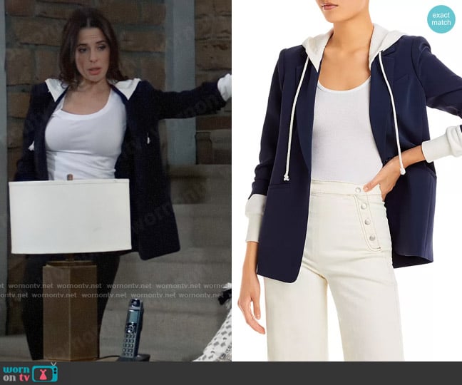 Cinq a Sept Khloe Blazer in Navy Ivory worn by Sam McCall (Kelly Monaco) on General Hospital