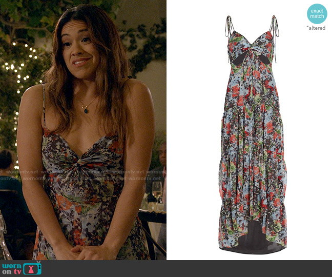 Cinq a Sept Riki Dress worn by Nell Serrano (Gina Rodriguez) on Not Dead Yet